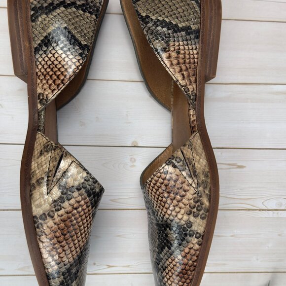 Madewell Marisa Embossed Snakeskin Leather d’Orsay Flats - Neutral - Size 9 - Picture 11 of 13